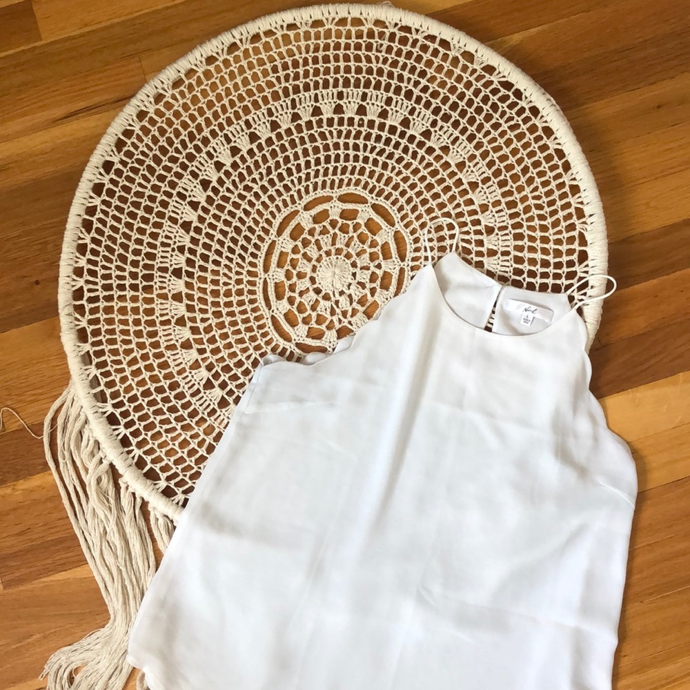 High neck scalloped tank top
